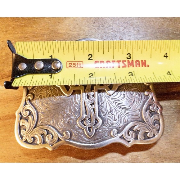 Western Silver Tone Cross Belt Buckle 3.5" X 3" - Picture 6 of 7